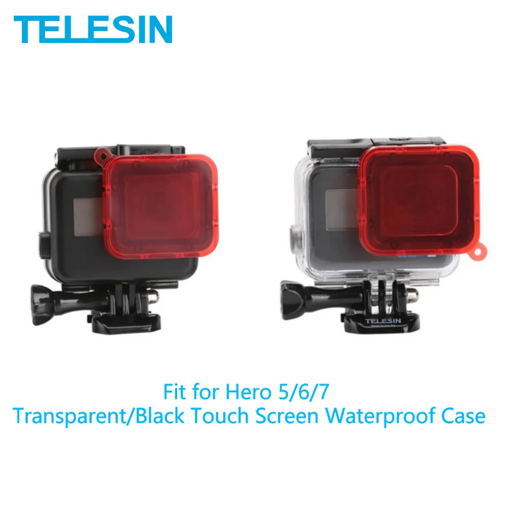 

TELESIN Lens Underwater Diving Red Filter Waterproof Cover For Gopro Hero 5 6 7 Black