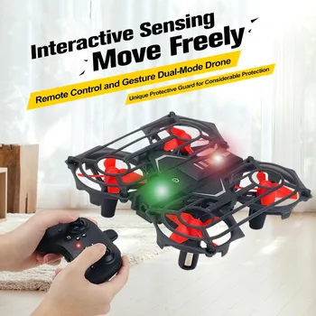 

Upgrade Dual Model Hand Interactive Sensing Move Freely Remote Control RC Drone 2.4G 3D Flip Headless Mode RC Helicopter Kid Toy