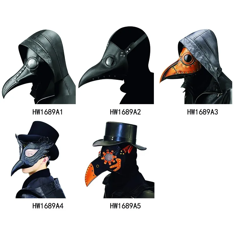 Хэллоуин птичья клюва чума косплей маска ПВХ черные длинные носовые маски