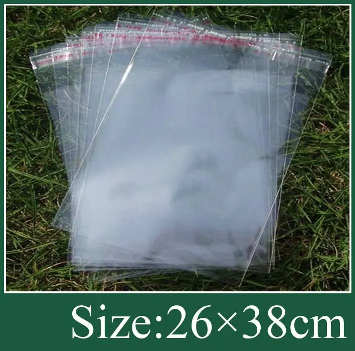 

clear Poly Bag in size 26x38cm with self-adhesive seal Free shipping 200pcs/lot