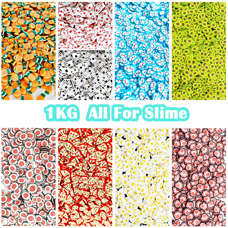 1KG Slime fruits tranches additifs tranches douces breloques pour Nail Art beauté décor Slime remplissage fournitures accessoires jouets