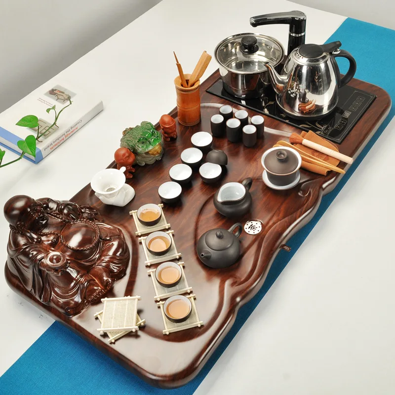 

Qi Xuan Source Household Tea Set Electromagnetic Furnace Hardcover Four-in-One Drainage Large Maitreya Tea Tray Tea Sets