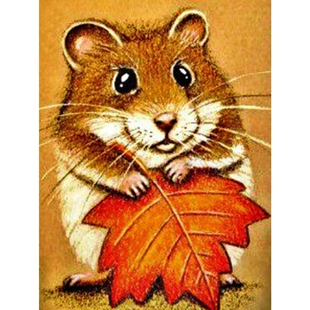 

5D DIY Diamond Painting Embroidery Hamster leaves Handicraft Needlework Full Diamond Mosaic Cross Stitch Decor Cartoon