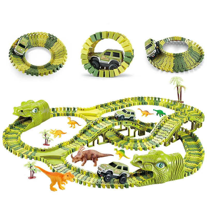 

Dinosaur Railway Toy Car Track Racing Track Toy Set Educational Bend Flexible DIY Assemble Race Track Car Toys For Children Boys