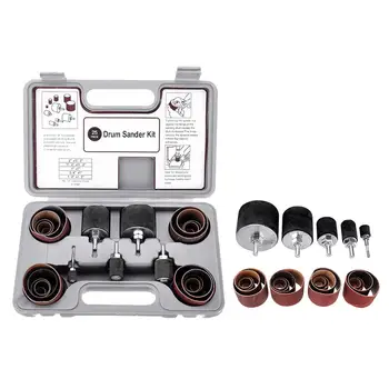 

25Pcs/Set 80/120 Grit Sanding Drum Kit Drum Rubber Mandrels for Drill Press Woodworking Kit for Rotary Tools