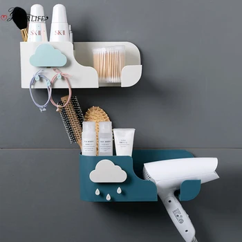 

OYOURLIFE Creative Wall Mounted Bathroom Shelf Shower Organizer Multi-function Hair Dryer Sundries Bathroom Accessories Rack