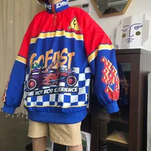 NiceMix женские трендовые Топы новые Ins Harajuku стиль принт пламя Свободный свитшот повседневные большие толстовки хип-хоп мода