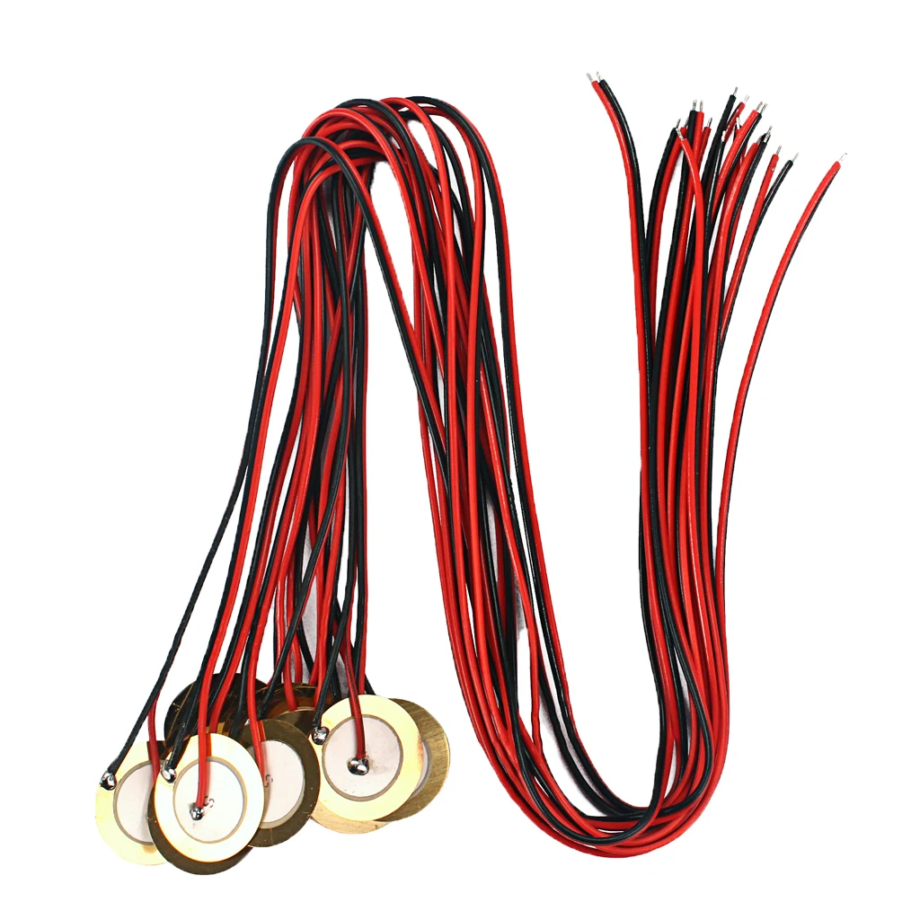 12 Pack 27mm Piezo Disc Elements with 48cm Leads for Cigar Box Guitar Drum Trigger