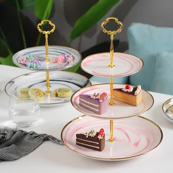 

Multi-layer Ceramic Snack Storage Tray Nordic Style Fruit Bowl Living Room Desktop Candy Snack Rack Home Desktop Decoration