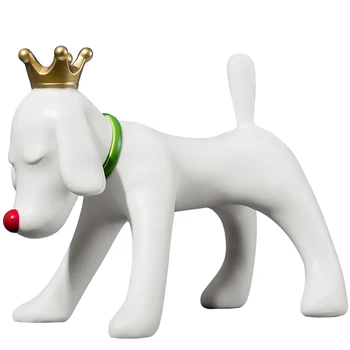 

Nordic Modern Cute Dog Resin Statues Animal White Creative Art Minimalist Figurines Children's Room Table Decoration L