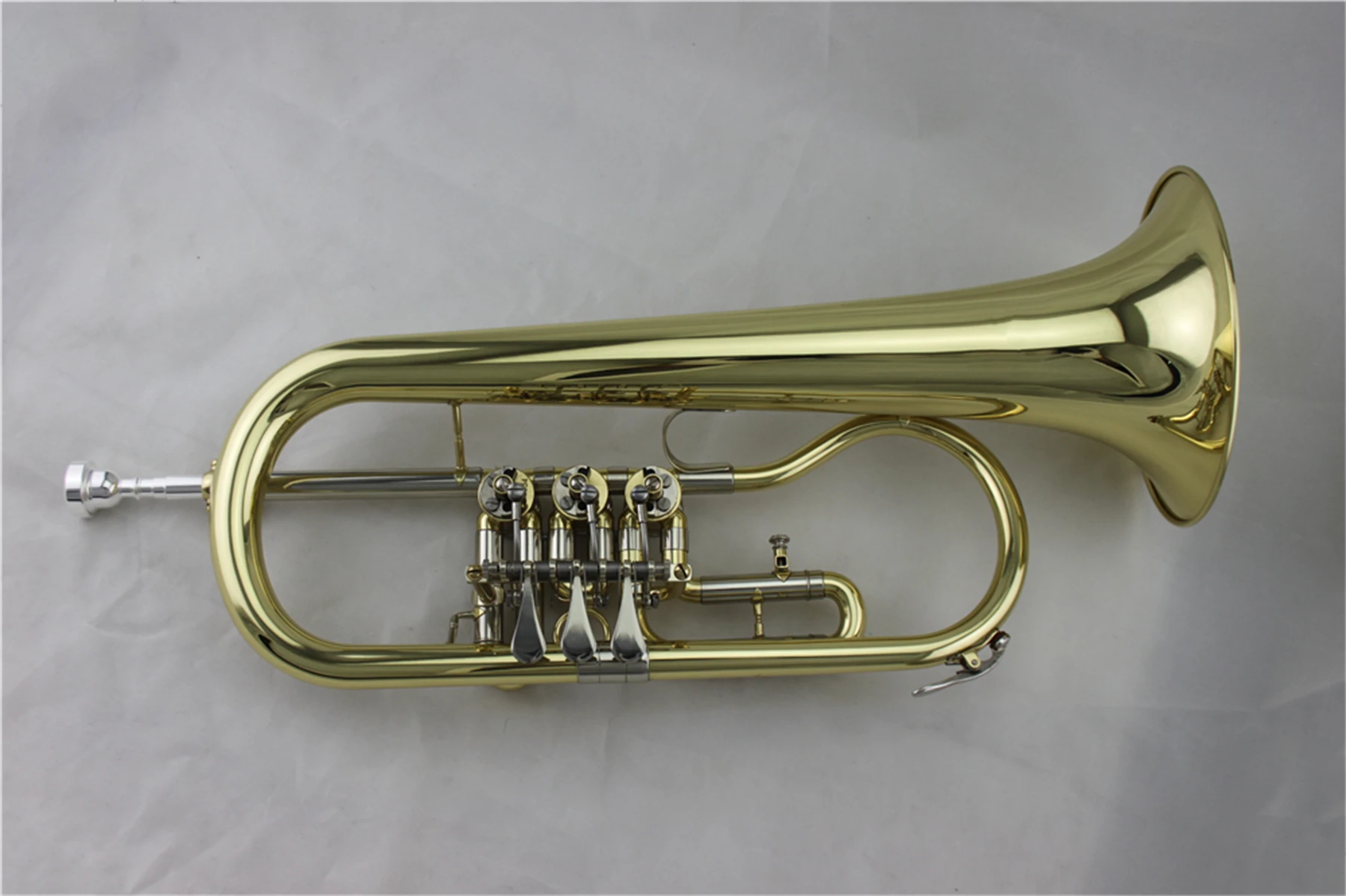 Brass body Gold lacquer Tone Bb Rotary Flugelhorn