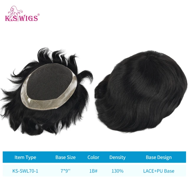 Clearance Multiple Base Men's Wig Indian Human Hair Toupee Density Durable Capillary Prosthesis Hair Replacement Systems KS-SWL70-1-7X9