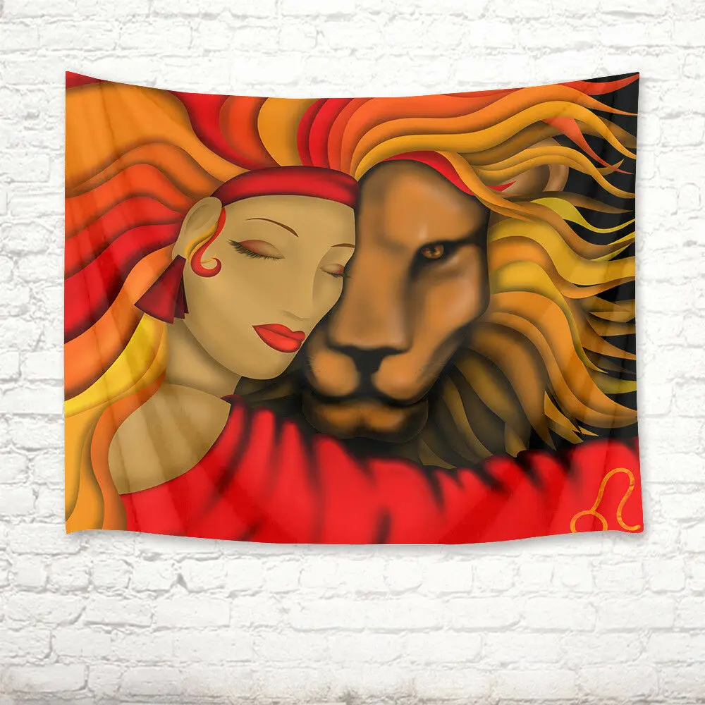 

Leo Beauty Girl Lion Tapestry Wall Hanging for Living Room Bedroom Dorm