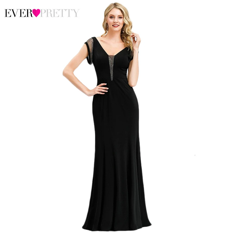 Vestidos de gala Ever красивые черные Выпускные платья Длинные с двойным v-образным вырезом короткий рукав сексуальное платье Русалочки для вечерние Abiye
