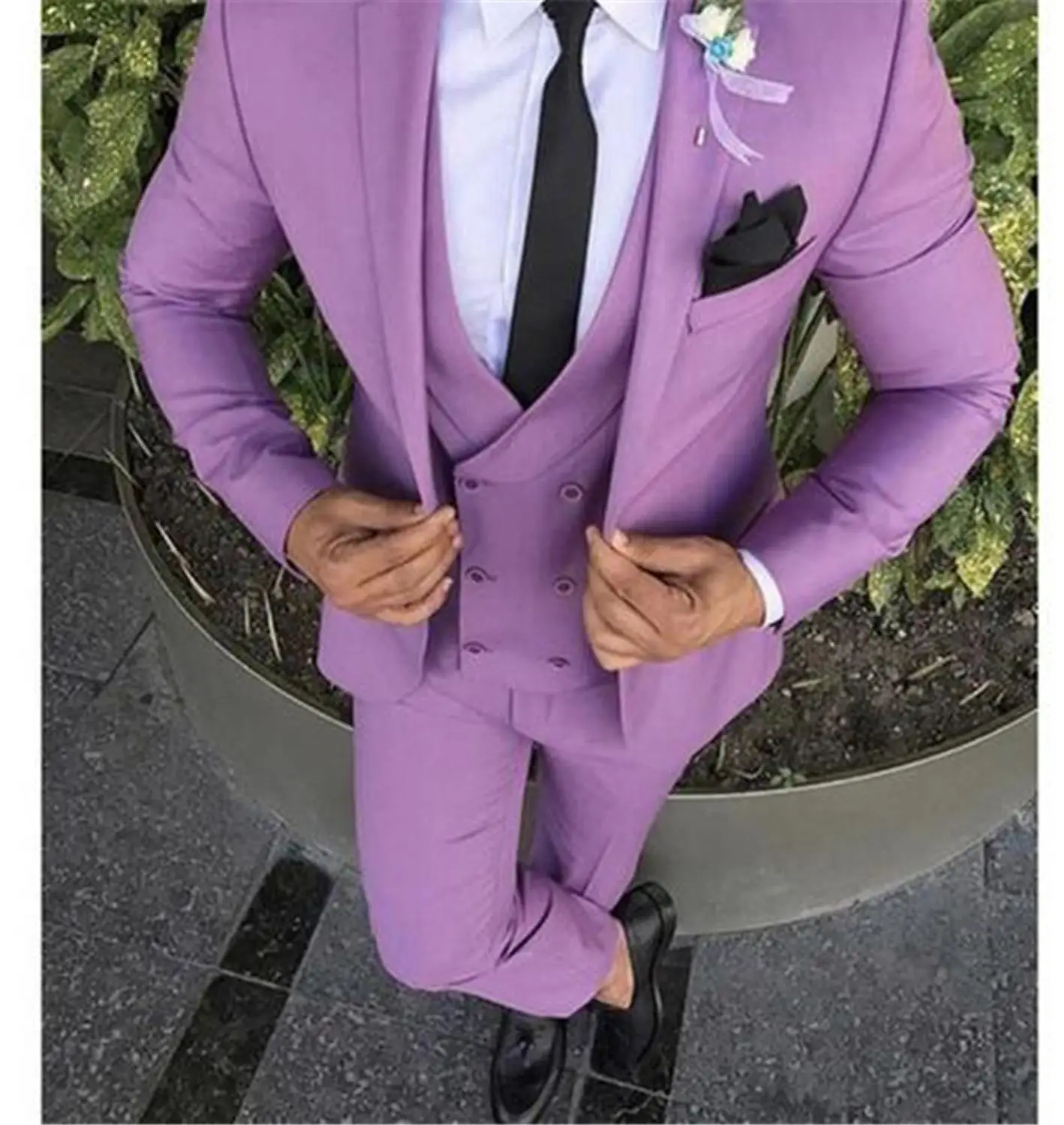 

Handsome Purple 3 Pieces (Jacket+Pants+Vest) Mens Formal Wedding Prom Suit Custom Made Best Men Grooms Constume Homme Mariage