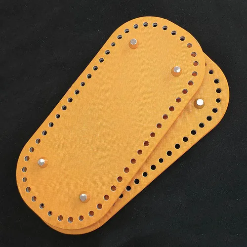 25Colors Long Bottom for Knitted Bag PU Leather Bag Accessories Handmade Bottom With 52 Holes DIY Crochetbag Bottom 22x10cm yellow