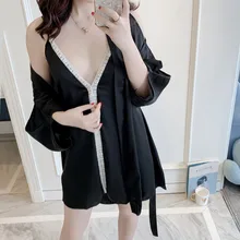 Для женщин Ночная Для женщин, одежда для сна, с v-образным вырезом, халат белье Ночная сорочка на бретельках ночная рубашка стрейч мини-платье Ночная одежда 8,23