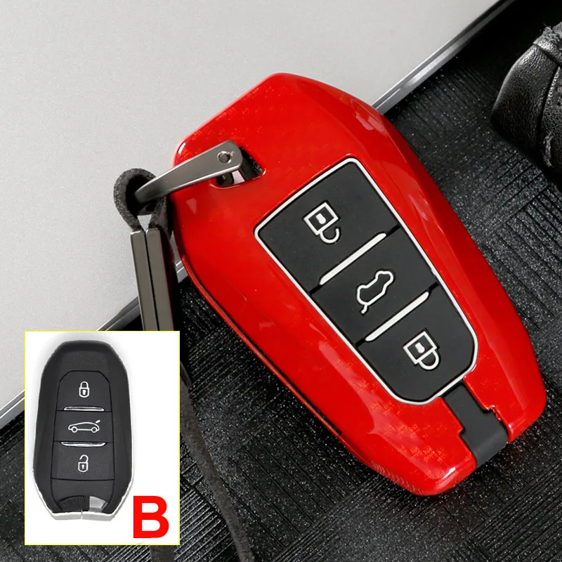 Новая горячая распродажа цинковый сплав+ силиконовый чехол для ключей от машины крышка брелок для Citroen C4 кактус C5 C3 C4L аксессуары - Название цвета: B Carbon Red