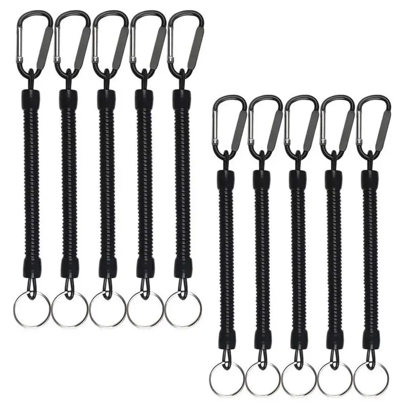 

10Pcs Pack Fishing Lanyards Boating Black Fishing Ropes Secure Pliers Lip Grips Tackle Fish Tools