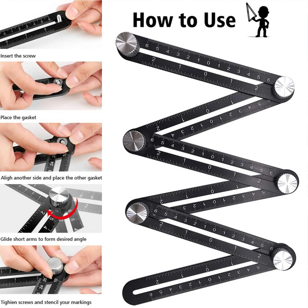 FidgetGear Multi Angle Ruler Activities Template Angle Measuring Model Tool Instrument Brick Tile Wood Corner Foldable Protractor Silver FidgetGear Multi Angle Ruler Activities Template Angle Measuring Model Tool Instrument Brick Tile Wood Corner Foldable Protractor Silver