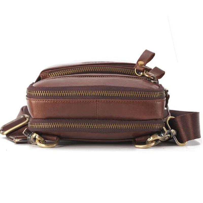 Quality Vintage Leather Shoulder Bag for Men Back pack Crossbody Pack Messenger Satchel Sling Chest Bags Day Pack Back packs