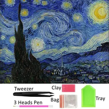 

Full Drill 5D Round Diamond Painting Van Gogh Starry Night DIY Diamond Embroidery Cross Stitch Rhinestone Home Wall Decor