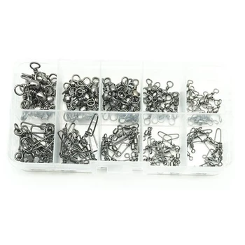 

HOT-100 Pcs 2 /4 /6 /8 /10 Fishing Center Pass Swivel Arc Pin Swivel Fishing Accessories
