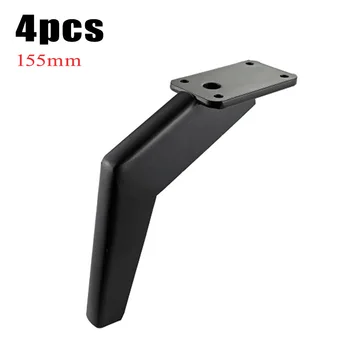 

4 Pcs Furniture Leg Metal Black Inclined Corner Office Furnitur Sofa Cabinet Feet For TV Cabinets, Beds, Wardrobes