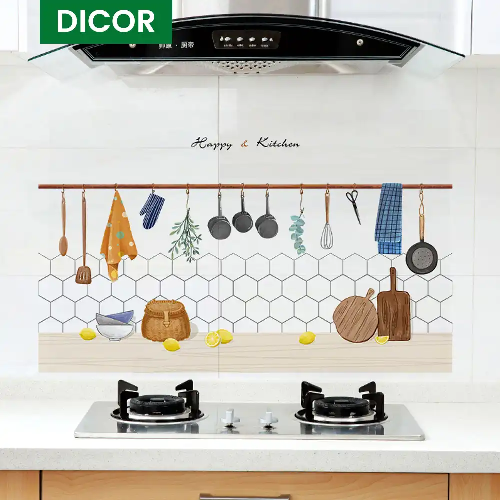 60 90センチメートルキッチン防油壁のステッカー炊飯器の高温防水タイルキャビネット範囲フード改装壁紙 ウォール ステッカー Aliexpress