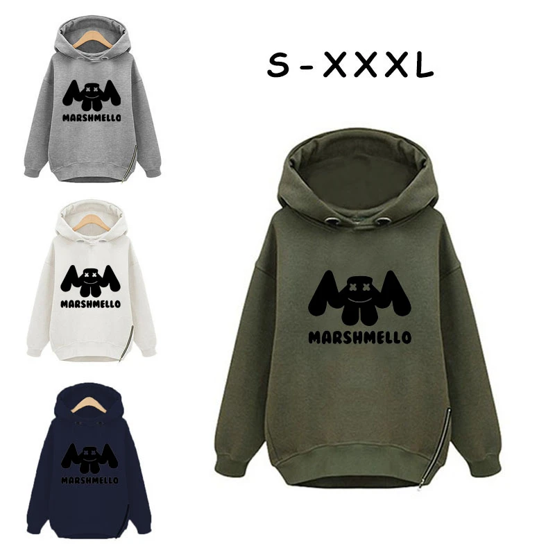Marshmello/осенне-зимний пуловер с длинными рукавами и капюшоном плотные Свободные