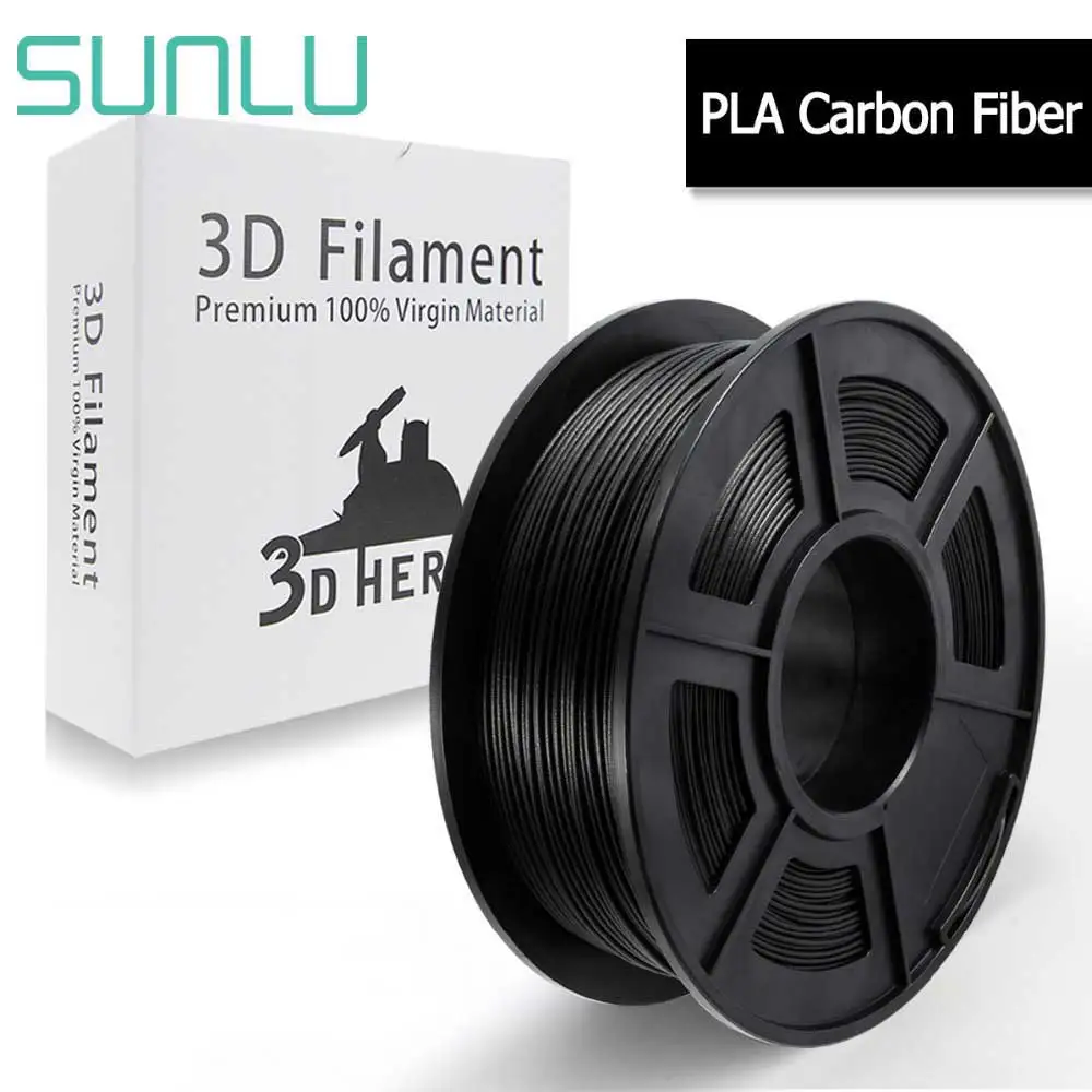 SUNLU Carbon Fiber PLA filament 1kg 1.75mm 3D Printer Filament 1kg Spool Dimensional Accuracy +//- 0.02 mm Carbon Fiber Black 1.75 mm