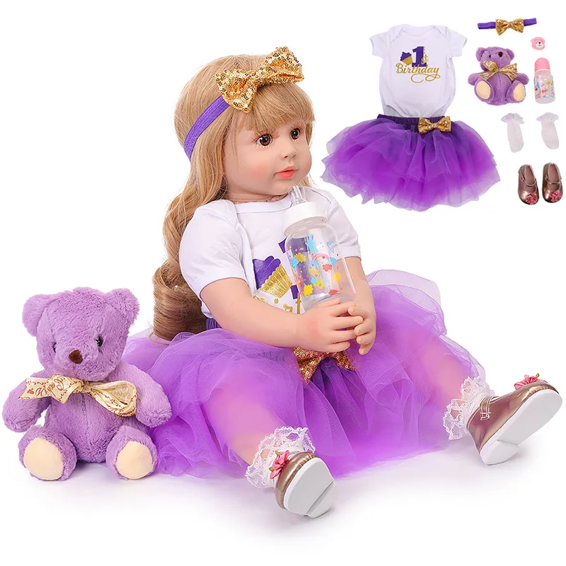 

58CM Silicone Soft Reborn Baby Dolls Realistic Princess Girl Baby Doll Long Hair Reborn Toddler Birthday Xmas Gifts Toys For Kid