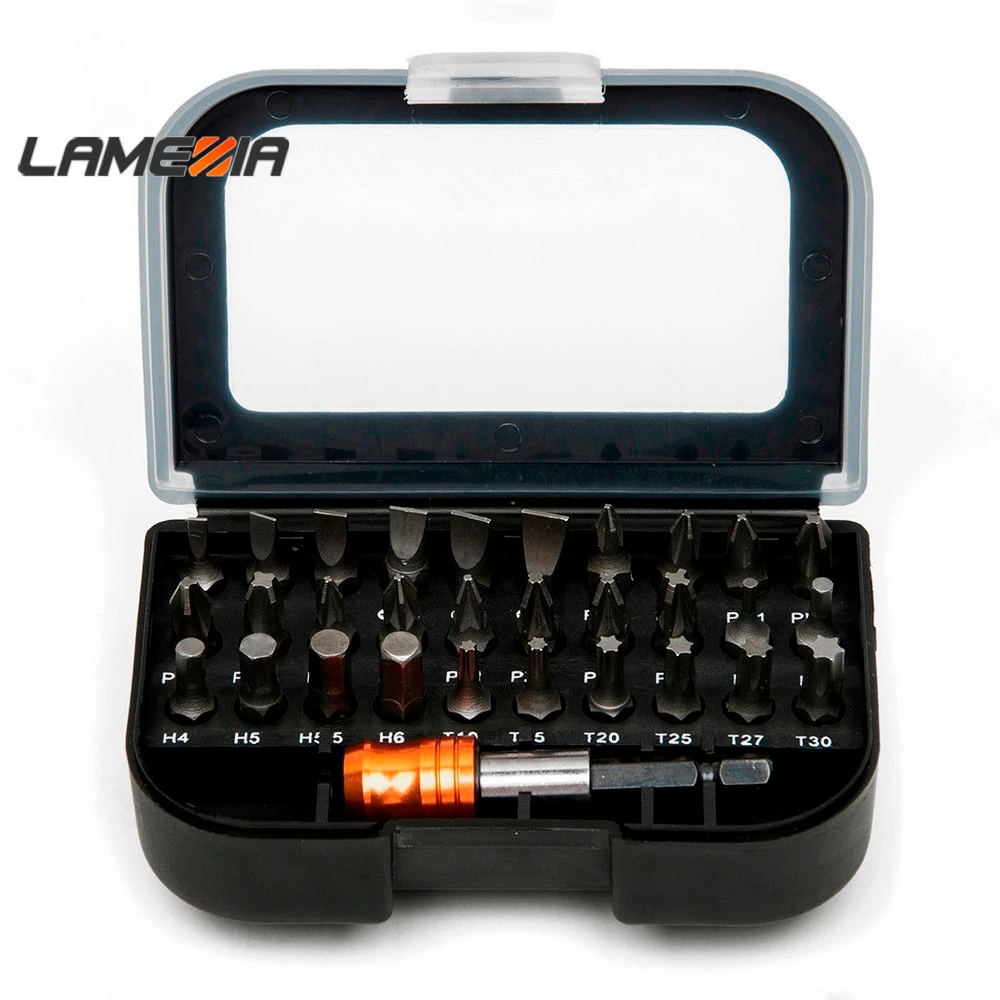 

LAMEZIA 31 Pieces Professional Power Screwdriver Bits Set Torx With Magnetic Hex Holder Hand Tool Kit