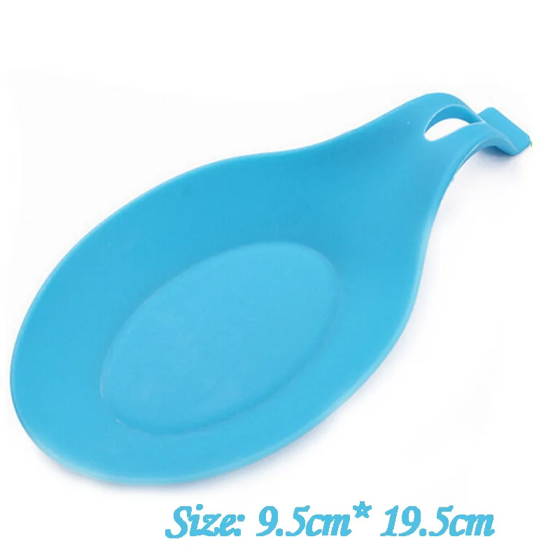 Кухонная силиконовая ложка, гибкий миндалевидный силиконовый держатель для кухонной ложки, подставка для кухонной посуды - Цвет: Blue