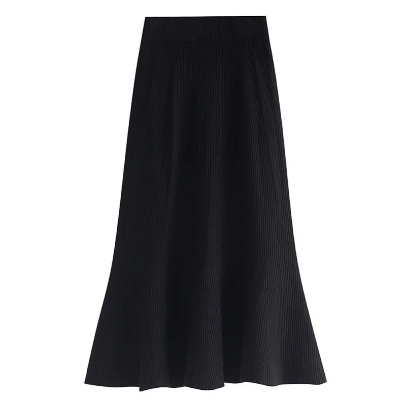 Women Skirt  Winter Pleated Skirt High Waist Elastic Bag Hip Skirt Knit Fishtail Skirt For Women