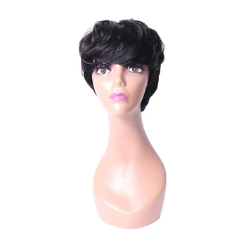 

Mstoxic Short Human Hair Wigs Brazilian Straight Full Machine Wig Remy Hair Wigs