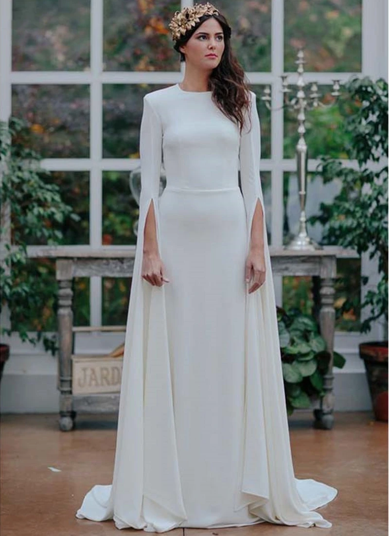

New Long Sleeve Wedding Dresses 2020 Open Back Wedding Gown Boho Bride Dress Vestidos De Noiva robe de mariage