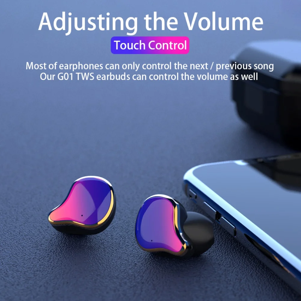 G01 портативный дисплей питания Bluetooth 5,0 HiFi стереонаушники Беспроводные спортивные наушники