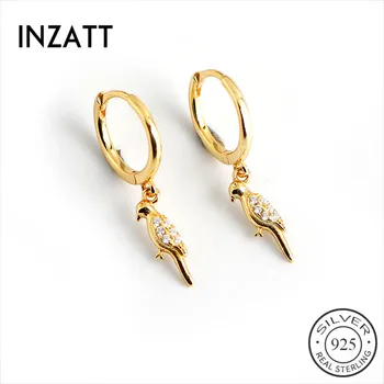 

INZATT Real 925 Sterling Silver Zircon Bird Animal Hoop Earrings For Fashion Women Party Minimalist Fine Jewelry Accessories