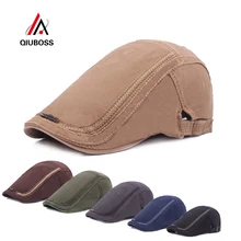 QIUBOSS/Мужская и Женская хлопковая кепка в стиле берета с железным логотипом, кепка для газетчика, повседневная Кепка для вождения в гольф, кепи в таксистском стиле