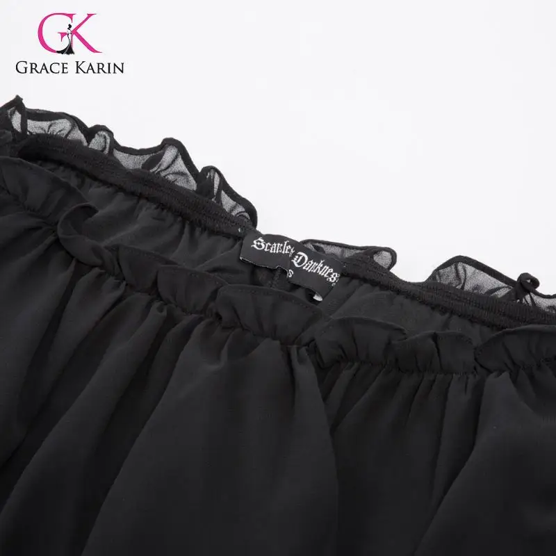 Grace Karin модная женская летняя повседневная юбка с эластичным поясом, двухслойная шифоновая юбка-шорты, Однотонная юбка