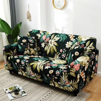 

New Plant Print Sofa Cover Floral Tight Wrap Couch Cover Slip-resistant L-style Sectional Corner Sofa Case Armchair Protector