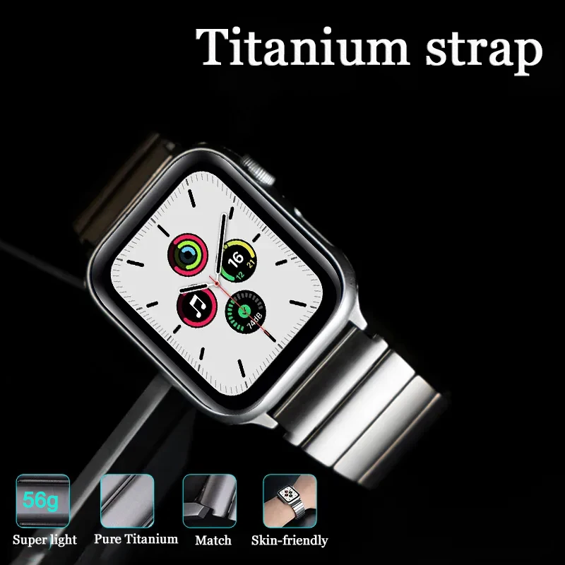 Титановый ремешок для Apple Watch Band 44 мм 42 40 38 45 браслет из чистого титана iWatch 7 6 SE 5 4 3