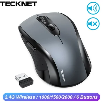 

TeckNet Optical Computer Mouse 2.4G USB Receiver Wireless Mouse 10M Transmission 1000/1500/2000DPI Ergonomic Mice For Laptop PC