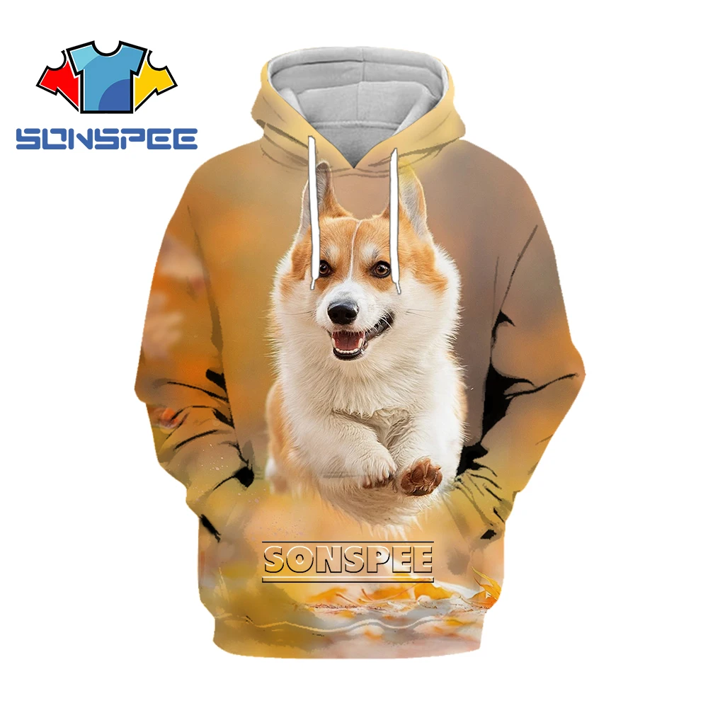 Welsh Corgi Pembroke Teckel Hoodie For Men's Dackel Dog 3D Hoody Print Tee Pullover Oversized Women Clothing Homme Long Sleeve