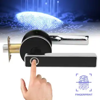 

Fingerprint Door Lock 3 Lever Electronic Handle Mute Doorlock Keyless Entry for Home Bedroom