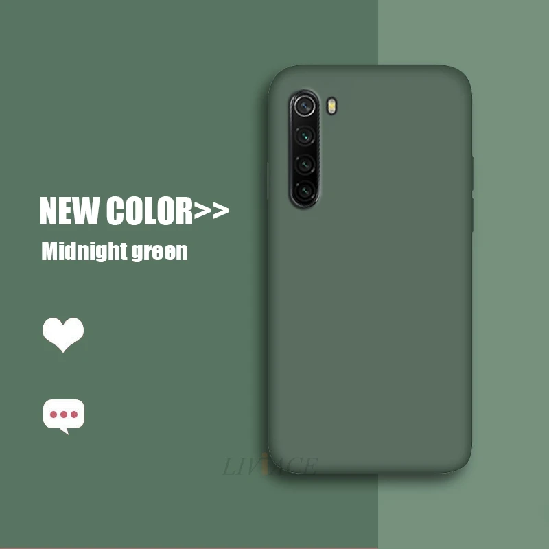 Мягкий жидкий силиконовый чехол для xiaomi redmi note 8 pro 8 T 8t redmi 8 8a 7a note8 redmi 8 xiomi Оригинальная мягкая задняя крышка - Цвет: Midnight green