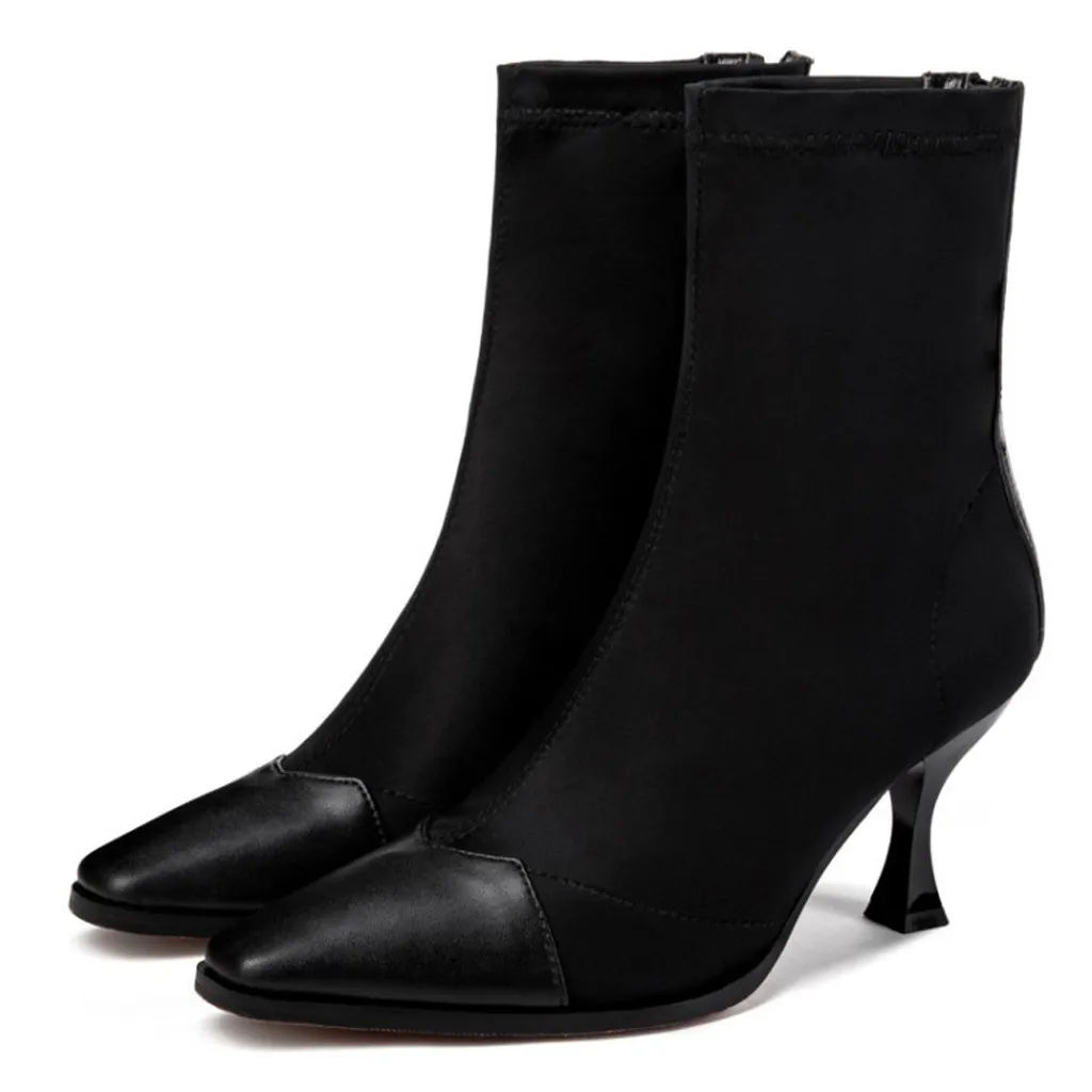 Western Boot Women's Ladies Leisure Solid Elegant Pointed Toe Thin High Heel Booties Shoes Plus Size zapatos de mujer
