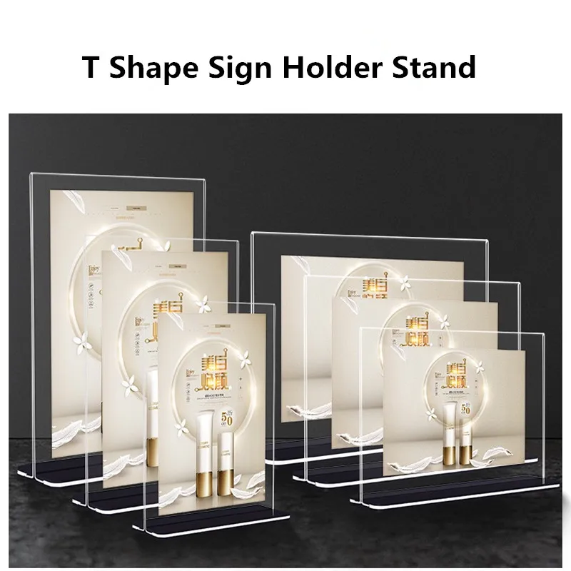 A5 Price Tag Label Stand Shop Counter Top Stand Clear Plastic Desk Sign Price Label Display Holder Decorations 2 count blank department sign xmas decorations aluminum alloy nativity ornaments plastic christmas