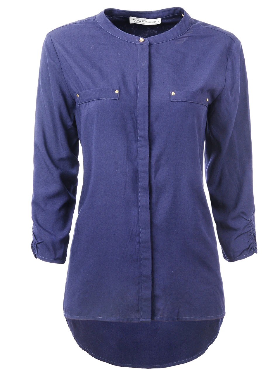 GLO-STORY, высокое качество, женская блузка, рубашка, лето, женская рубашка, Повседневная, элегантная, с длинным рукавом, одноцветная, с карманом, женские топы, WCS-1008